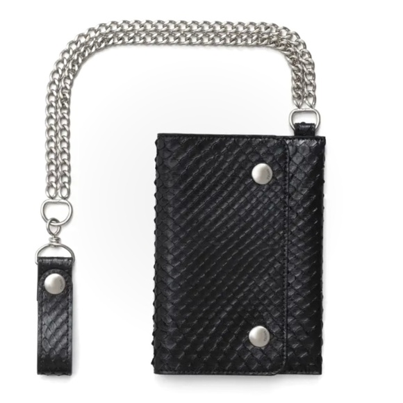 CELINE X Hedi Slimane Men's Biker Wallet With Chain In Python New With Tags - Picture 1 of 12